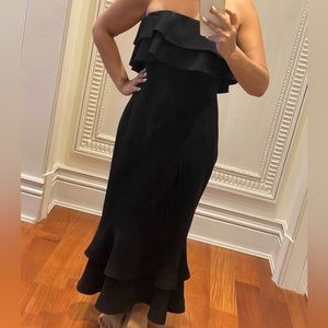 Black maxi evening dress worn 2x size 10 with layered details too and bottom